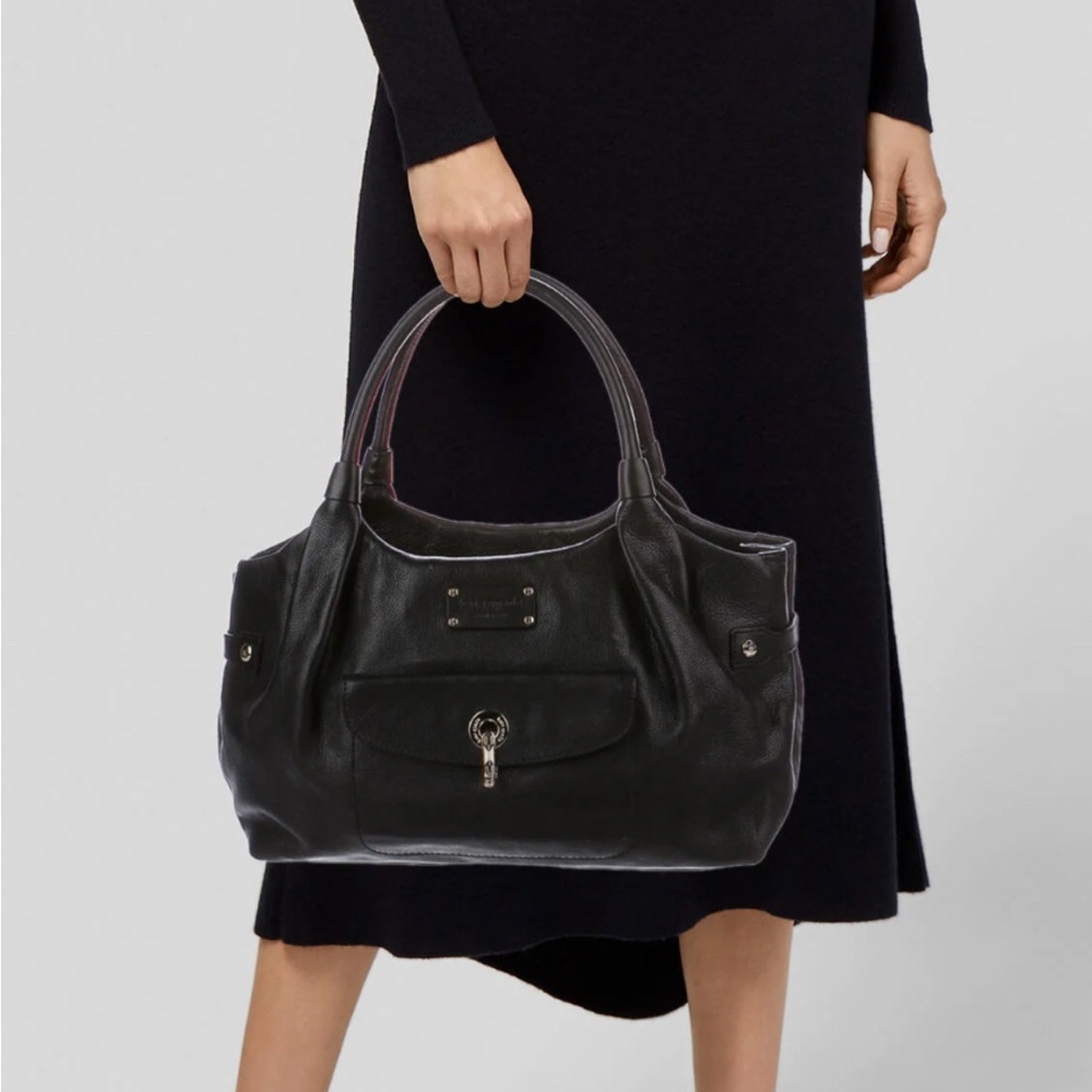 Kate Spade Stevie Black Leather Satchel Purse Bag - Picture 3 of 13